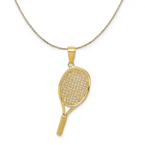 14k Yellow Gold 3D Polished Racquetball Necklace