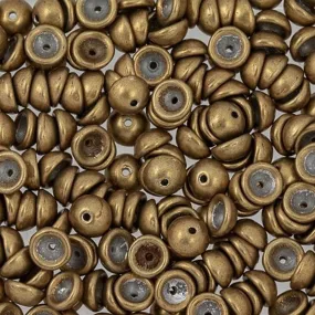 Czech Glass, Domed Teacup Beads 4x2mm, Saturated Metallic Ceylon Yellow (2.5 Tube)