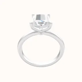 Rounded Solitaire Engagement Ring With Petal Four Prong Head