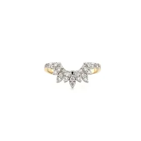 Sunburst Diamond Ring with Twenty-Two Diamonds in 14K Yellow and White Gold